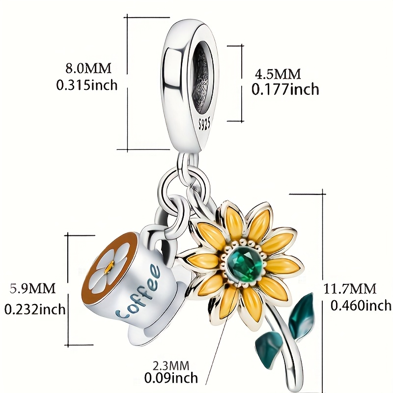 Sunflower Coffee Beaded Pendant Bracelet Bangle Necklace Accessory